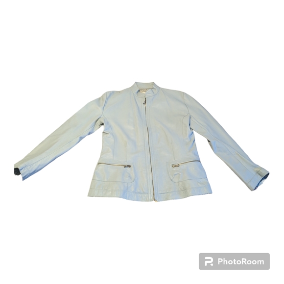 1973 Vintage Vera Pelle Sky Blue Leather Jacket - Medium/Large - Italian - Picture 3 of 16